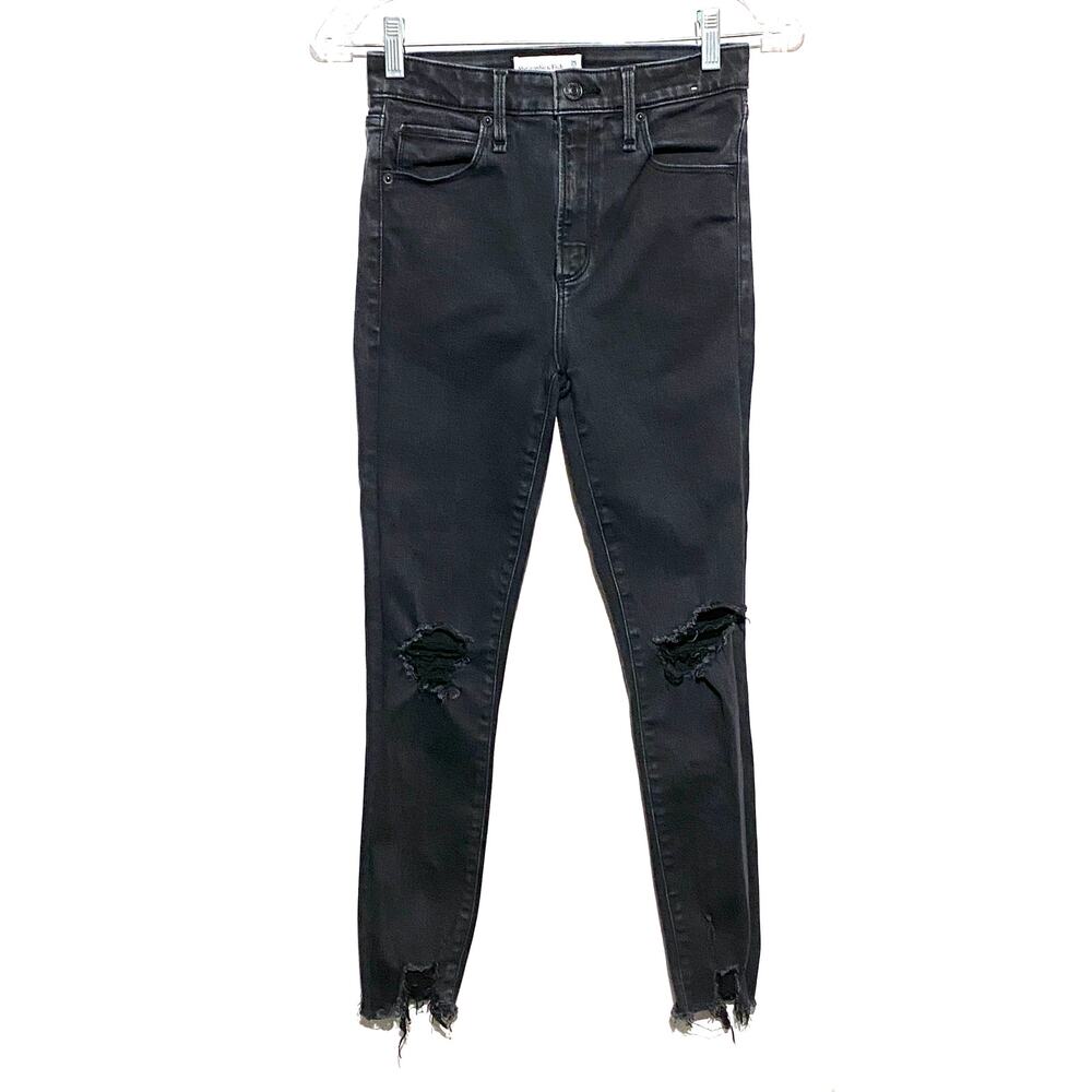 Abercrombie High Rise Super Skinny Ankle Jeans Womens 0 Short Distressed Grunge